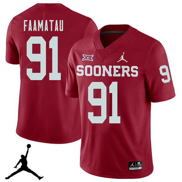 Jordan Brand Men #91 Dillion Faamatau Oklahoma Sooners 2018 College Football Jerseys Sale-Crimson